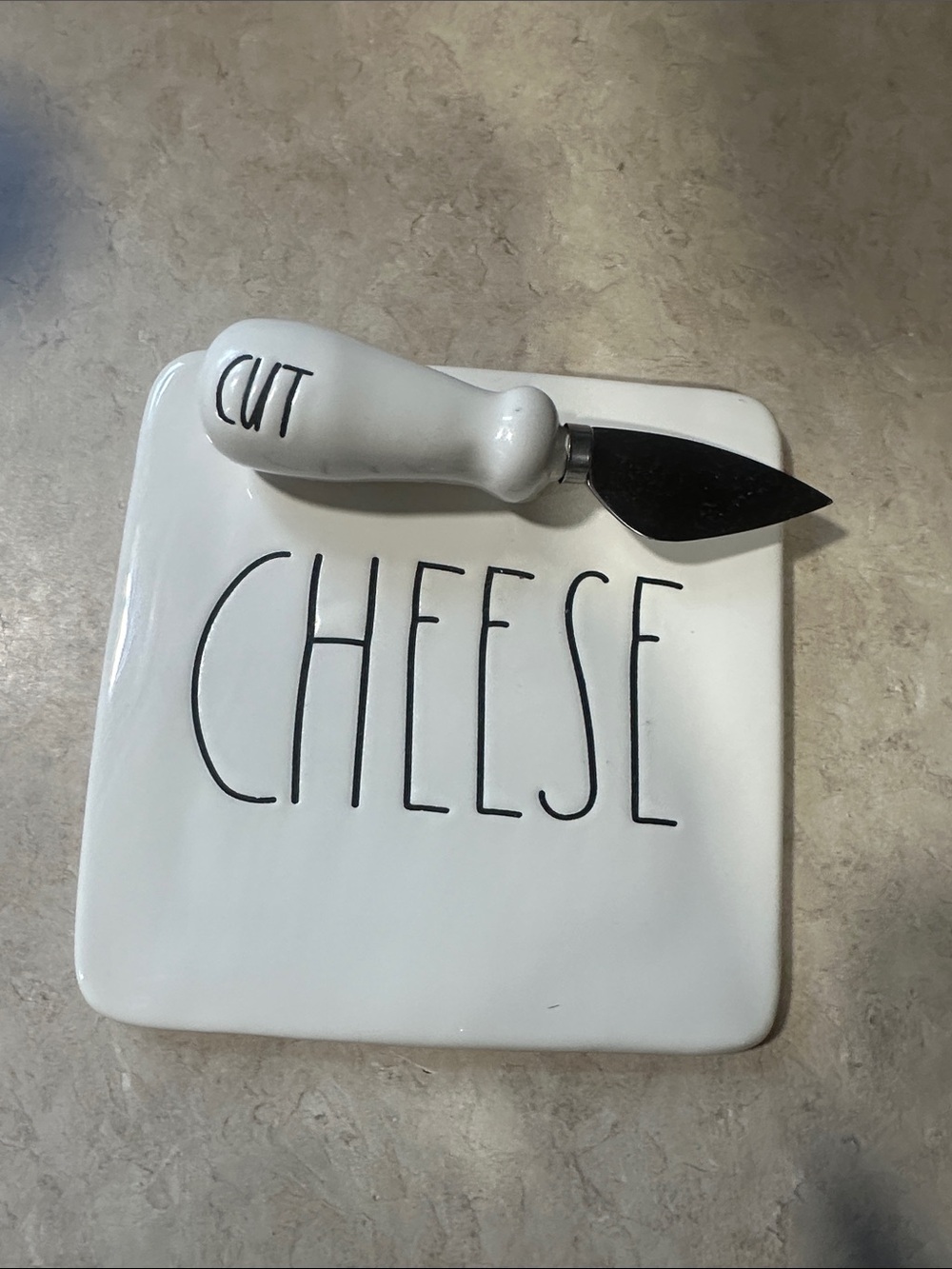 Rae Dunn White Cheese Plate with Cheese Knife